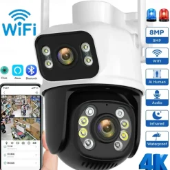 Wifi Camera Outdoor Night Vision Dual Screen Human Detection 3MP Security Protection CCTV Surveillance IP Camera