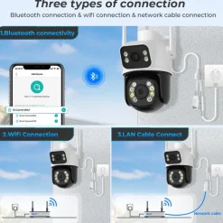 Wifi Camera Outdoor Night Vision Dual Screen Human Detection 3MP Security Protection CCTV Surveillance IP Camera