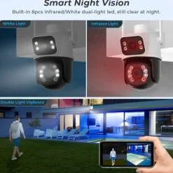 Wifi Camera Outdoor Night Vision Dual Screen Human Detection 3MP Security Protection CCTV Surveillance IP Camera