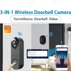 Wifi Door Bell Enhanced Doorbell Camera Wireless 2.4G Wifi Smart Doorbell With Night Vision Function PIR Sensor Reminder Support 32G TF Card Suitable For Photo Recording Intercom 1080P Smart Doorbell