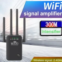 WiFi Signal Amplifier 2.4 GHz WiFi Extenders Signal Booster 300Mbps Easy Setup 4 Antenna Long Range for Home with Ethernet Port