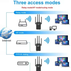 WiFi Signal Amplifier 2.4 GHz WiFi Extenders Signal Booster 300Mbps Easy Setup 4 Antenna Long Range for Home with Ethernet Port