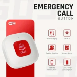 WiFi Smart SOS Call Button Wireless Caregiver Pager Phone Alert Transmitter Emergency Call Button for Elderly Patient