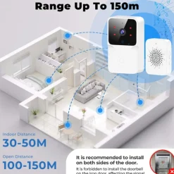 WiFi Video Doorbell Wireless HD Camera PIR Motion Detection IR Alarm Security Smart Home Door Bell WiFi Intercom for Home