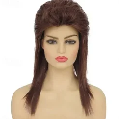 Wig for Women Shoulder Length Straight Natural Layered Hair 70s 80s Rock Costume Wigs Halloween Cosplay Party Wigs