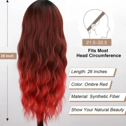 Wigs with Bangs Long Wavy Wig for Women Wigs with Bangs Synthetic Heat Resistant Fiber Wigs Halloween Cosplay Party Wigs