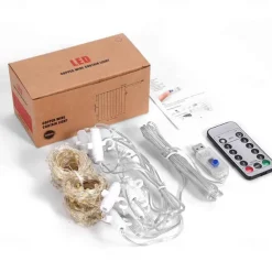 Window Curtain String Light 3x2M Outdoor Wedding Decorating Window Lights 200 LED 8 Lighting Modes for Bedroom Party Wedding Home Indoor Outdoor Waterproof