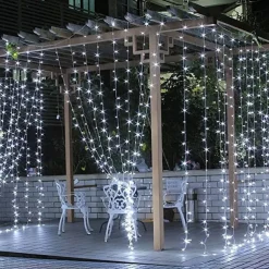 Window Curtain String Light 3x2M Outdoor Wedding Decorating Window Lights 200 LED 8 Lighting Modes for Bedroom Party Wedding Home Indoor Outdoor Waterproof