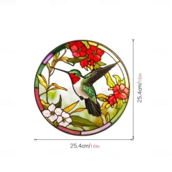 Window Sticker, Home Wall Decor Colorful Hummingbird Stickers Removable Static Decorative Anti-collision Stickers