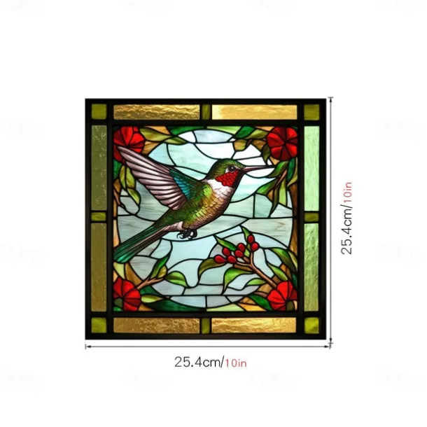Window Sticker, Home Wall Decor Colorful Hummingbird Stickers Removable Static Decorative Anti-collision Stickers