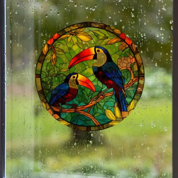 Window Sticker, Home Wall Decor Colorful Hummingbird Stickers Removable Static Decorative Anti-collision Stickers