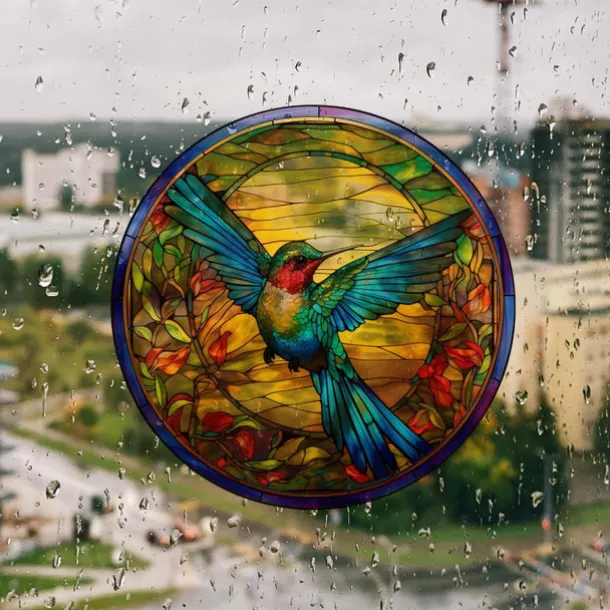 Window Sticker, Home Wall Decor Colorful Hummingbird Stickers Removable Static Decorative Anti-collision Stickers