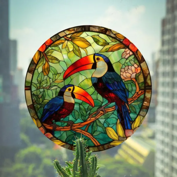Window Sticker, Home Wall Decor Colorful Hummingbird Stickers Removable Static Decorative Anti-collision Stickers