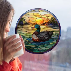 Window Sticker, Home Wall Decor Colorful Hummingbird Stickers Removable Static Decorative Anti-collision Stickers