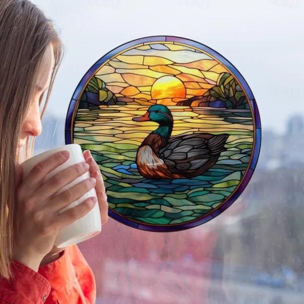 Window Sticker, Home Wall Decor Colorful Hummingbird Stickers Removable Static Decorative Anti-collision Stickers