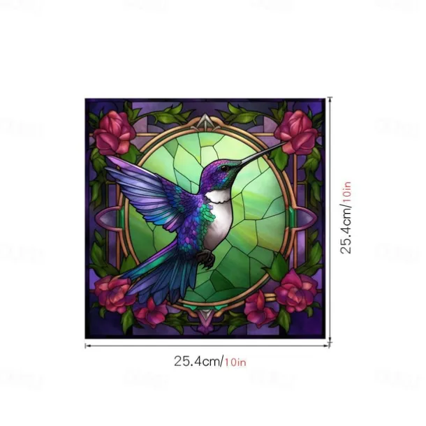 Window Sticker, Home Wall Decor Colorful Hummingbird Stickers Removable Static Decorative Anti-collision Stickers