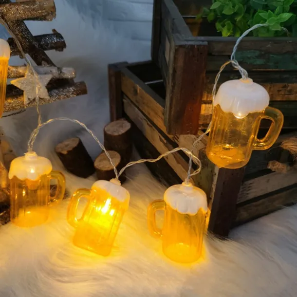 Wine Bottle String Lights Oktoberfest Battery Operated 1.5M10LED/3M20LED/6M60LED/10M80LED Summer Party Decoration Crayfish Beer Bottle Lighting Strings Party Ornaments