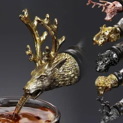 Wine Liquor Spirit Pourer Animal Head Stainless Steel Unique Bottle Stoppers Aerators Bar Tools