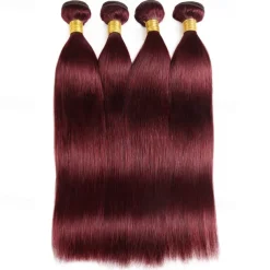Wine Red #99J Remy Human Hair Weave 12-30 inch Long Silky Straight Unprocessed Virgin Brazilian Hair Weft Extensions for Women 3PCS