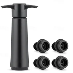 Wine Saver Vacuum Pump with 4 Wine Stoppers Preserver Air Pump Wine Sealer Corks for Red Wine Bottle Wine Rubber Barware Vacuum Stoppers and Preserver Reusable Bottle Sealer Keeps Wine Fresh