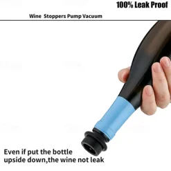 Wine Saver Vacuum Pump with 4 Wine Stoppers Preserver Air Pump Wine Sealer Corks for Red Wine Bottle Wine Rubber Barware Vacuum Stoppers and Preserver Reusable Bottle Sealer Keeps Wine Fresh