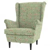 Wingback Chair Cover 100% Cotton with Armrest Cover Floral Quilted Slipcovers Single Seat STANDcover LITB PRIME cover
