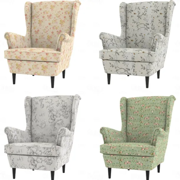 Wingback Chair Cover 100% Cotton with Armrest Cover Floral Quilted Slipcovers Single Seat STANDcover LITB PRIME cover