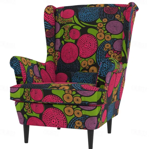 Wingback Chair Cover 100% Cotton with Armrest Cover Floral Quilted Slipcovers Single Seat STANDcover LITB PRIME cover