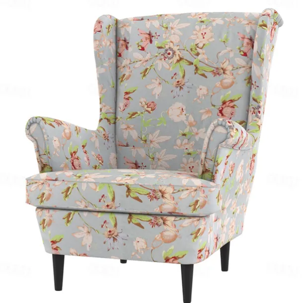 Wingback Chair Cover 100% Cotton with Armrest Cover Floral Quilted Slipcovers Single Seat STANDcover LITB PRIME cover