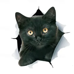 Winston & Bear 3D Cat Stickers - 2 Pack - Black Cat Wall Decals - Cat Wall Stickers for Bedroom - Fridge - Toilet - Car - Retail Packaged
