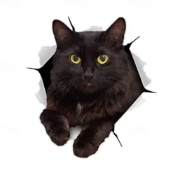 Winston & Bear 3D Cat Stickers - 2 Pack - Black Cat Wall Decals - Cat Wall Stickers for Bedroom - Fridge - Toilet - Car - Retail Packaged