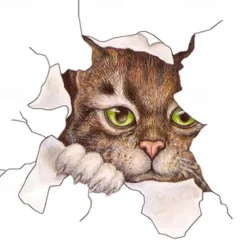 Winston & Bear 3D Cat Stickers - 2 Pack - Black Cat Wall Decals - Cat Wall Stickers for Bedroom - Fridge - Toilet - Car - Retail Packaged