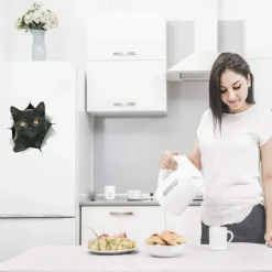 Winston & Bear 3D Cat Stickers - 2 Pack - Black Cat Wall Decals - Cat Wall Stickers for Bedroom - Fridge - Toilet - Car - Retail Packaged