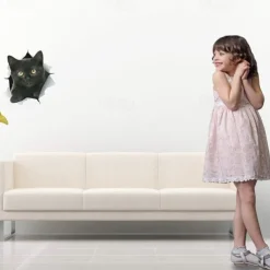 Winston & Bear 3D Cat Stickers - 2 Pack - Black Cat Wall Decals - Cat Wall Stickers for Bedroom - Fridge - Toilet - Car - Retail Packaged