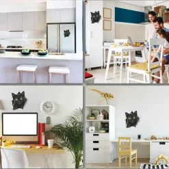 Winston & Bear 3D Cat Stickers - 2 Pack - Black Cat Wall Decals - Cat Wall Stickers for Bedroom - Fridge - Toilet - Car - Retail Packaged