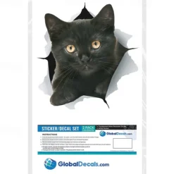 Winston & Bear 3D Cat Stickers - 2 Pack - Black Cat Wall Decals - Cat Wall Stickers for Bedroom - Fridge - Toilet - Car - Retail Packaged