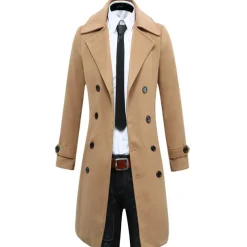 Winter Coat Overcoat Peacoat Trench Coat Business Casual Fall Winter 95% polyester 5% cotton Outerwear Clothing Apparel Notch lapel collar