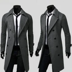 Winter Coat Overcoat Peacoat Trench Coat Business Casual Fall Winter 95% polyester 5% cotton Outerwear Clothing Apparel Notch lapel collar