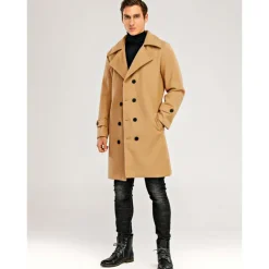 Winter Coat Overcoat Peacoat Trench Coat Business Casual Fall Winter 95% polyester 5% cotton Outerwear Clothing Apparel Notch lapel collar