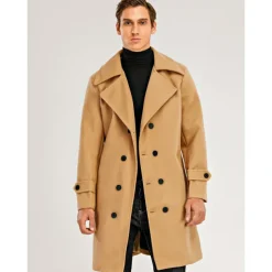 Winter Coat Overcoat Peacoat Trench Coat Business Casual Fall Winter 95% polyester 5% cotton Outerwear Clothing Apparel Notch lapel collar