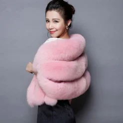 Winter Faux Fur Long Shawl Cloak Stretchy Satin Glove Opera Bridal Dance Gloves for Women Wedding Dress Party Coat