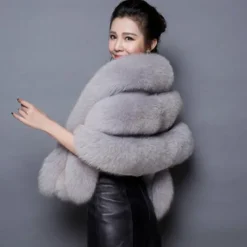 Winter Faux Fur Long Shawl Cloak Stretchy Satin Glove Opera Bridal Dance Gloves for Women Wedding Dress Party Coat