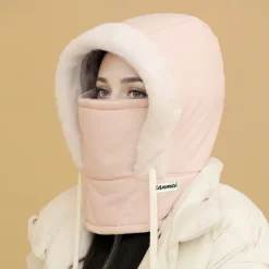 Winter Warm Fleece-Lined Polyester Hat - 1pc Knit Fabric Cold-Proof Windproof Outdoor Riding Cap for Men and Women