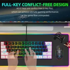 Wired Gaming Keyboard Small RGB Backlit Membrane Gaming Keyboard Ultra-Compact Mini Waterproof Keyboard For PC Computer Gamer