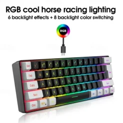 Wired Gaming Keyboard Small RGB Backlit Membrane Gaming Keyboard Ultra-Compact Mini Waterproof Keyboard For PC Computer Gamer