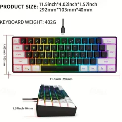 Wired Gaming Keyboard Small RGB Backlit Membrane Gaming Keyboard Ultra-Compact Mini Waterproof Keyboard For PC Computer Gamer