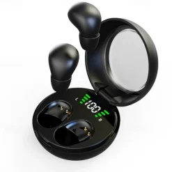 Wireless 5.3 Mini Sleep Headphones with Fingerprint Touch HiFi Stereo Sound LED Digital Display Tangle-Free Cable Semi-Open-Back Earphones for Exercise