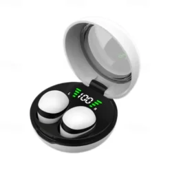 Wireless 5.3 Mini Sleep Headphones with Fingerprint Touch HiFi Stereo Sound LED Digital Display Tangle-Free Cable Semi-Open-Back Earphones for Exercise