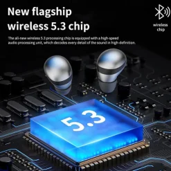 Wireless 5.3 Mini Sleep Headphones with Fingerprint Touch HiFi Stereo Sound LED Digital Display Tangle-Free Cable Semi-Open-Back Earphones for Exercise