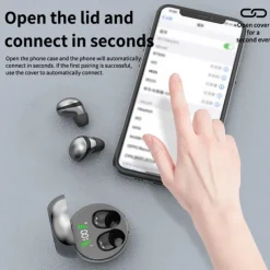 Wireless 5.3 Mini Sleep Headphones with Fingerprint Touch HiFi Stereo Sound LED Digital Display Tangle-Free Cable Semi-Open-Back Earphones for Exercise